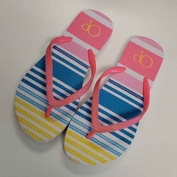 OP bight pink/yellow flip flops -  5/6 - Picture 3 of 6